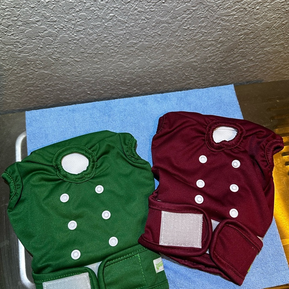 Green and Red Dog Cloth Diaper Set